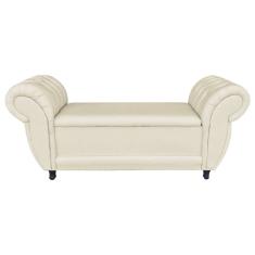Divã Recamier Com Baú Grécia 1,55 Cm Linho Bege