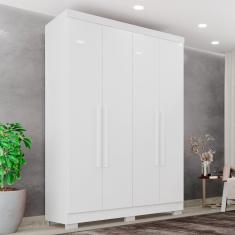 Guarda-roupa Casal 4 Portas 2 Gavetas França Branco