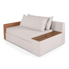 Sofá-Cama Casal 2 Lugares com Baú Lateral Panamá Linho Gelo