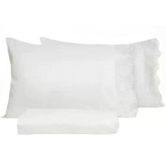 Jogo De Cama Lmpeter Casal Microfibra 100% Poliéster 3 Peças Branco