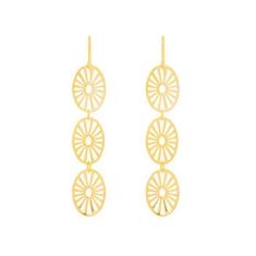 Brinco Rommanel Banhado Ouro Gancho Peças Ovais Vazadas 523442, 0
