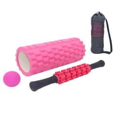 Rolo massagem liberação miofascial 5x1 foam roller com bastão massagem