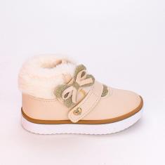 Tênis Infantil Cano Médio Kidy Happy Com Pelinho Marfim