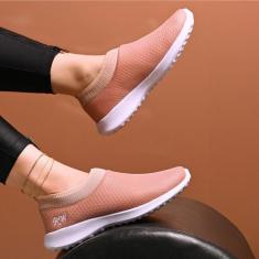 Tênis Meia Sem Cadarço Leve Macio Slip On Runway Feminino, Nude, 36