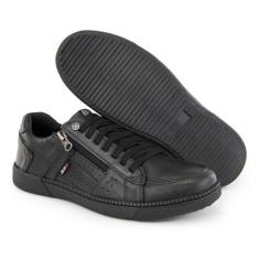 Tênis Social Masculino Preto Moderno Moda Casual em Sintético Confortá