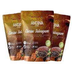 Cacau Selvagem 100% puro Color Andina 200g-3 pacotes