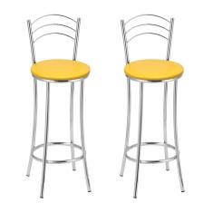 Kit 2 Banquetas Cromadas Bc26-b A105 Cromado/Amarelo
