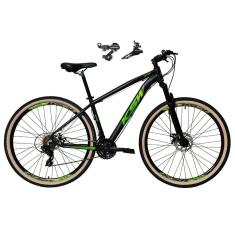  Bicicleta Aro 29 Ksw Xlt Alumínio 24v Câmbios Shimano Garfo Suspensão Pneu com Faixa Bege - Preto\Verde