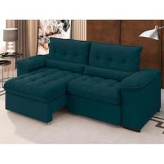 Sofá 3 Lugares Besthouse Arezzo com Assento Retrátil e Encosto Reclinável em Revestimento Suede Veludo 215 cm de Largura