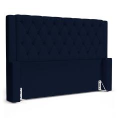 Cabeceira Cama Box Casal Padrão Atena 160cm Capitonê com Frame Suede Azul Marinho - Desk Design