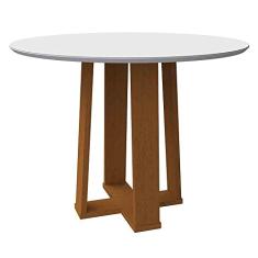 Mesa de Jantar Redonda New Ceval Isabela 100cm Ypê Offwhite