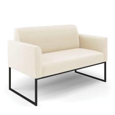 Sofá Namoradeira Base Industrial Preto Marisa Veludo D03 - D\`rossi Cor Bege