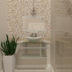 Gabinete de Vidro 60cm com Cuba Quadrada Branco