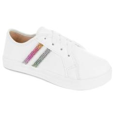 Tênis Infantil  Menina Casual Confortável  Básico com Brilho Strass An