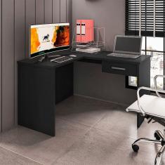 Mesa Escrivaninha Parati L01 Com Extensor E 1 Gaveta - Doce Sonho Móveis Preto
