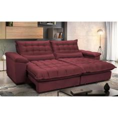 Sofá Retrátil e Reclinável 2,52m com Molas Ensacadas Cama inBox Aconch