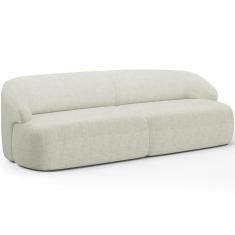 Sofá 3 Lugares Curvo Orgânico Para Sala Living 220cm Barolo L06 Linho Cru - Lyam Decor