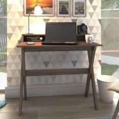 Escrivaninha Mesa Escritório 90cm Retrô com Pés Angulares 3 Nichos Itá