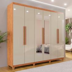 Guarda-roupa Casal 6 Portas 4 Gavetas com Espelho com Pés Atlanta - IM