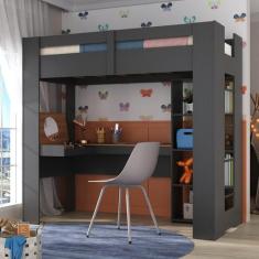 Cama Alta Infantil/Juvenil Multifuncional com Escrivaninha Penteadeira