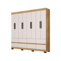 Guarda Roupa Esmeralda 8 Portas 8 Gavetas Sem Espelho Araplac, Freijó 