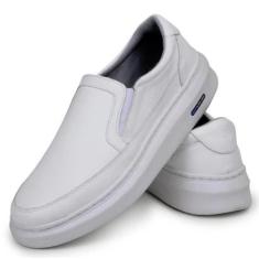 Tenis Sapatenis Masculino Mocassim Slip On Couro Legitimo Tenis Confortavel-Masculino