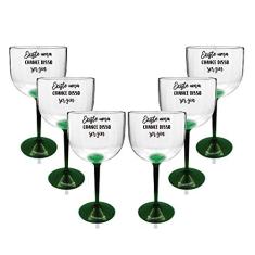 Kit 6 Taças Gin Bicolor Verde Acrílico Personalizada - Chance de Ser Gin