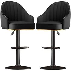 Conjunto De 2 Banquetas De Bar, Banquetas Giratórias Ajustáveis ​​em Altura De Balcão Com Encosto, Cadeiras De Bancada Altas De Couro PU Modernas Para Ilha De Cozinha/bar De Balcão E Sala De Janta
