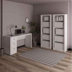 Escrivaninha 3 Gavetas ME4102 com 2 Estantes para Escritório ME4104 Tecno Mobili Branco