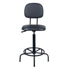 Cadeira caixa alta  - L duplo - regulagem de altura  -  base  de ferro fixa corano preto