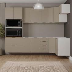 Cozinha Modulada 7 Peças sem Tampo sem Rodapé Ipanema Cabecasa Madeiramadeira Cinza Trama