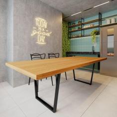 Mesa Industrial para Área Gourmet Madeira Maciça Lanna com Ferragem 3,00 X 1,00 Preto