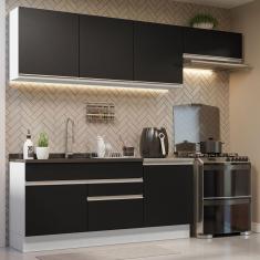 Armário De Cozinha Completa 260cm Branco/preto Glamy Madesa