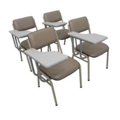 Kit com 4 Cadeiras  para Auditórios Linha Hotel Smart Cinza - Design O