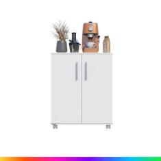 Balcão de Cozinha com Tampo 2 Portas e Rodinhas Multiuso - Móveis Bona