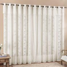 Cortina 3 Mts Sala Quarto Luna Renda Para Trilho Comum Baratissima Palha - 100% Poliéster