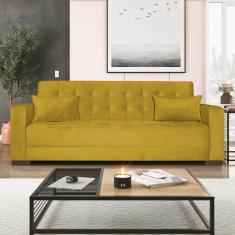 Sofá Cama 3 Lugares Jobim Suede - Amarena Móveis Amarelo