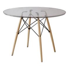 Mesa De Jantar Eiffel Redondo Tampo De Vidro 110Cm - Branco