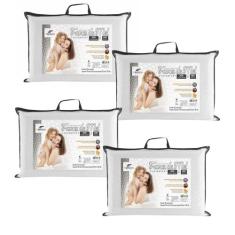 Kit com 4 Travesseiros Macio Laváveis Baixos - Fibrasca