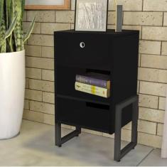Mesa de Cabeceira Wolli 1 Gaveta Preto M05 - D'Rossi - Moveis Belo