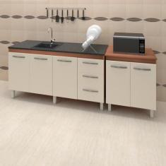 Balcao Pia 150cm E Multiuso 2 Portas 70cm Savana Off White Mobbs Savan