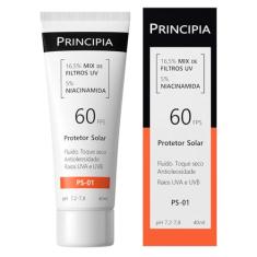 Protetor Solar Facial Principia FPS 60, 16,5% Mix de Filtros UV + 5% Niacinamida FPS 60 PS-01 com 40ml