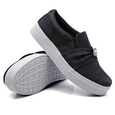 Tênis Slip On Dk Use Shoes com Elástico Calce Fácil e Pedraria, Azul, 