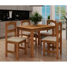 Mesa Arauna Primavera 4 Lugares Tampo MDF Cadeiras Madeira Freijo-Bege 106cm Araúna Móveis