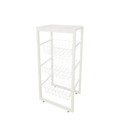 Fruteira De Chão Para Cozinha Branco Brilho Em Aço Branco