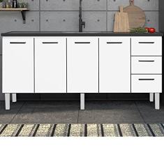 Balcão para Pia de Cozinha 180cm 4 Portas 3 Gavetas Vênus Cozimax Branco