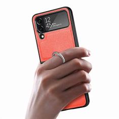 Capa fosca para anel de dedo antiderrapante para Samsung Galaxy Z Flip 4 5G Flip4 Flip3 Flip 3 Zflip4 Capa antiderrapante para celular, laranja, para Samsung Z Flip 4