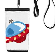 Bolsa estilo carteira para celular com tema de OVNI Art Déco, universo, alienígena, bolso preto