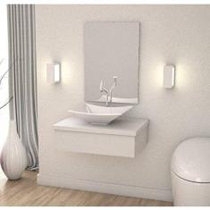 Conjunto para Banheiro Gabinete com Cuba Folha L38 e Espelheira 601W Metrópole Compace Branco Chess