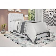 Cabeceira Box Solteiro 0,88 Isis Branco Com Capitonê Branco